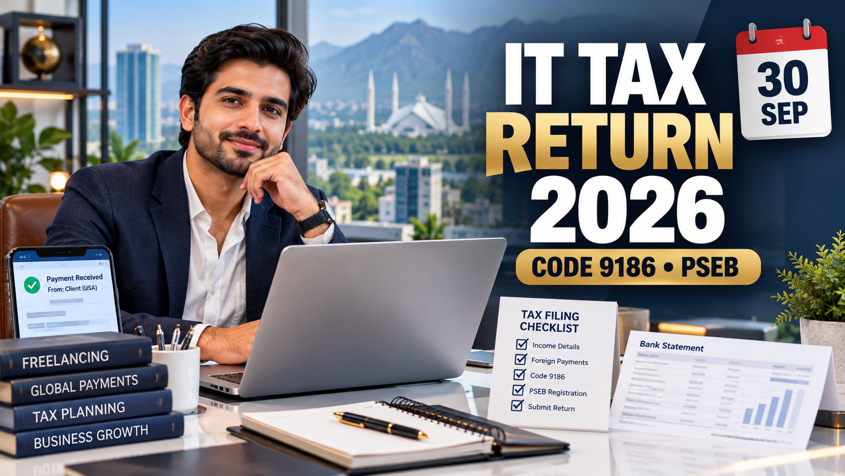 Pakistan IT Freelancer Tax Return 2026: Purpose Code 9186 & PSEB